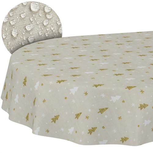 Weihnachtstischdecke Stofftischdecke Tischdecke Weihnachten abwaschbar pflegeleicht Weihnachten Weihnachtsbaum Oval 260x140cm Schnittkante Weihnachtstischdecke Stofftischdecke Tischdecke Weihnachten abwaschbar pflegeleicht Weihnachten Weihnachtsbaum Oval 260x140cm Schnittkante von ANRO