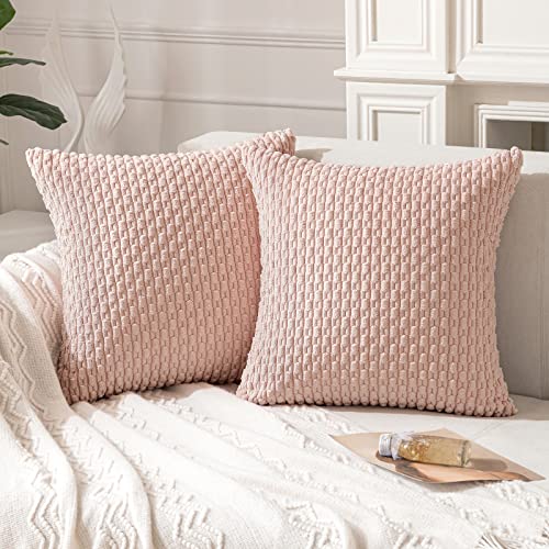 ANRODUO 2 Stück Boho-Kissenbezüge aus Kordsamt 45.7x45.7 cm für Couch, Bett, Wohnzimmer, weicher gestreifter, quadratischer Kissenbezug, rustikale Bauernhaus-Boho-Heimdekoration, Rosa ANRODUO 2 Stück Boho-Kissenbezüge aus Kordsamt 45.7x45.7 cm für Couch, Bett, Wohnzimmer, weicher gestreifter, quadratischer Kissenbezug, rustikale Bauernhaus-Boho-Heimdekoration, Rosa von ANRODUO