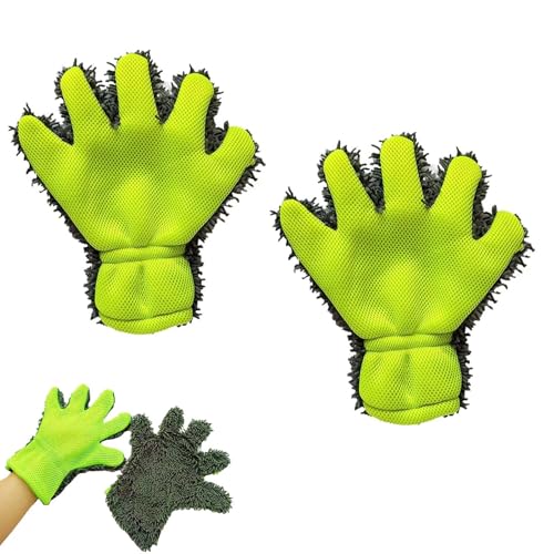 ANROI 2er Set Mikrofaser Waschhandschuhe für Auto & Zuhause - Super saugfähige Chenille-Handschuhe mit elastischem Bündchen von ANROI