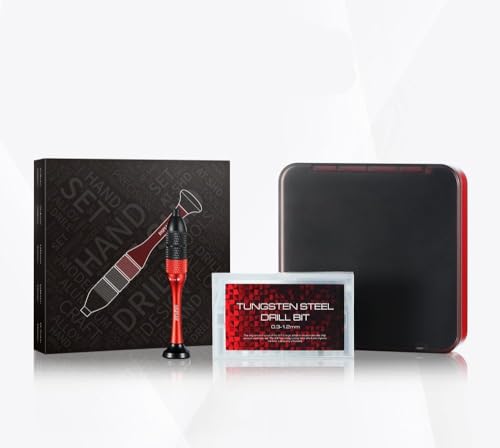 Präzisions-Handbohrer-Set aus Aluminiumlegierung, Wolframstahl-Bohrer (0,3 mm-1,2 mm), 10 Stück, für Hobby-Modelle, Handwerk von ANSAI