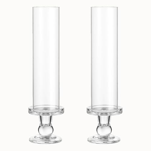 Glass Taper Candle Holder Pillar Candles Holders for Wedding Christmas and Clear Home Decoration Candlestick Light Tea Groom Hurricane Elegant Ideal Dinner Party Table Parties Various (2) von ANSHENGYA