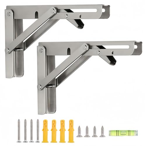 ANSIEDIO 2 Stk Regalhalterung Heavy Duty Regalhalterungen 90 Grad Regalträger Metallwinkel 250×120mm, Silber von ANSIEDIO