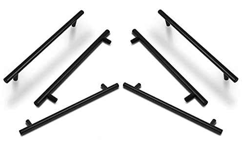 ANSIEDIO 6 Stück Möbelgriffe 224mm Edelstahl Schwarz Küchengriffe Schrankgriffe Türgriffe Stangengriffe Ø 12mm von ANSIEDIO