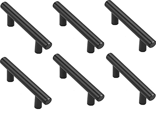 ANSIEDIO 6 Stück Möbelgriffe 64mm Edelstahl Schwarz Küchengriffe Schrankgriffe Türgriffe Stangengriffe Ø 12mm von ANSIEDIO