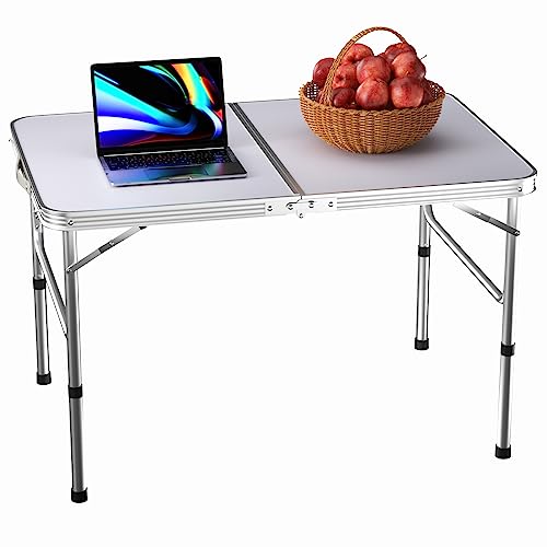 ANSIMIDA 90cm Klappbarer Multifunktionstisch Mehrzwecktisch Campingtisch Klapptisch Markttisch höhenverstellbarer Tapeziertisch Beistelltisch zum Campen im Garten für Festivalls Märkte von ANSIMIDA