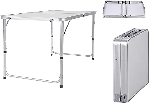 Klappbarer Gartentisch aus Aluminium, wasserdicht, höhenverstellbar mit praktischem Griff, für Outdoor, Indoor, Picknick, Party, Grillstand - in verschiedenen Größen erhältlich, 120m/4ft, weiß Klappbarer Gartentisch aus Aluminium, wasserdicht, höhenverstellbar mit praktischem Griff, für Outdoor, Indoor, Picknick, Party, Grillstand - in verschiedenen Größen erhältlich, 120m/4ft, weiß von ANSIMIDA