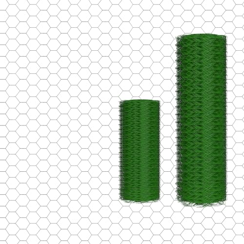 Maschendrahtzaun 25m Sechseckgeflecht grün I Hühnerzaun Kaninchendraht Hasengitter feinmaschig 25 x 25 mm I Sechseckdraht 0,7 mm I 100cm hohe Hasendraht von ANSIMIDA