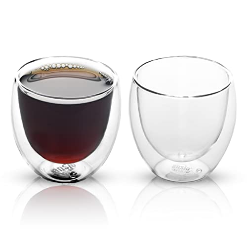 ANSIO® Doppelwandige Thermo-Kaffeetassen 80ml - Espressotasse, doppelwandigem Glas - leichtes und langlebiges Borosilikatglas - 2er-Pack Ideal für heiße und kalte Getränke von ANSIO