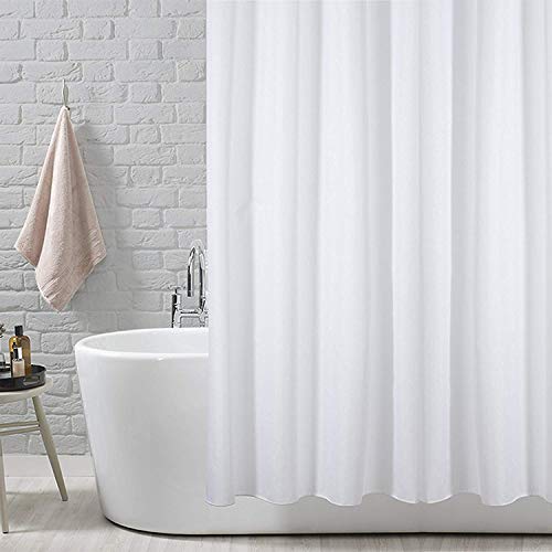 ANSIO Duschvorhang - 180 x 180 cm (71 x 71 Zoll) - Massiv Weiß, Badewanne Vorhang, Antischimmel & Waschbar Duschvorhang mit 12 Duschvorhangringe | 100% Polyester von ANSIO