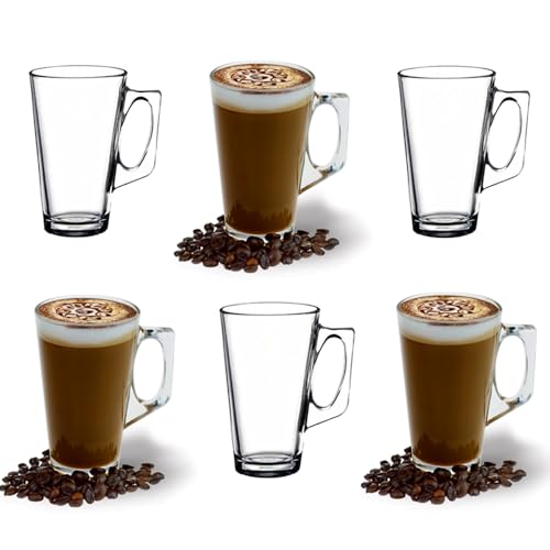 ANSIO Große Latte Macchiato Gläser Kaffeetassen-385 ml (13 oz) -Gift-Box mit 6 Latte Gläser-kompatibel mit Tassimo Maschine (6 Pack) von ANSIO