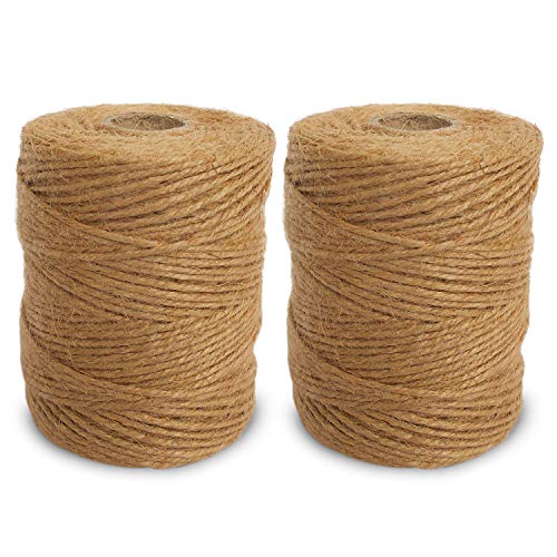 ANSIO Juteschnur, 333 Fuß Jute-Bindfaden 3-fädig 2 mm dick, Jute-Seil fur Verpackung, Kunst & Kunsthandwerk, Dekoration, Garten, Anbinden von Pflanzen Packung mit 2 - Natur Braun von ANSIO