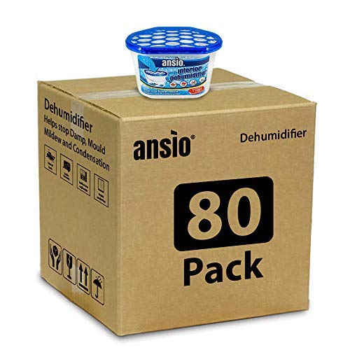 ANSIO Luftentfeuchter 500ml 80 Stück Kondensation Entferner Feuchtigkeitsabsorber Luftentfeuchter für Feuchtigkeit, Schimmel, Feuchtigkeit in Haus, Küche, Kleiderschrank, Schlafzimmer, Wohnwagen, von ANSIO