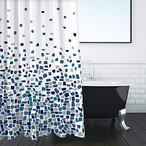 ANSIO Duschvorhang, schimmelresistent, 180 x 180 cm, 100% Polyester, Mosaik-Muster, Blau von ANSIO