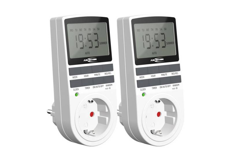 ANSMANN AG Zeitschaltuhr 2x digitale Wochenzeitschaltuhr, LCD-Display 3680W, 10 Schaltzeiteiten von ANSMANN AG