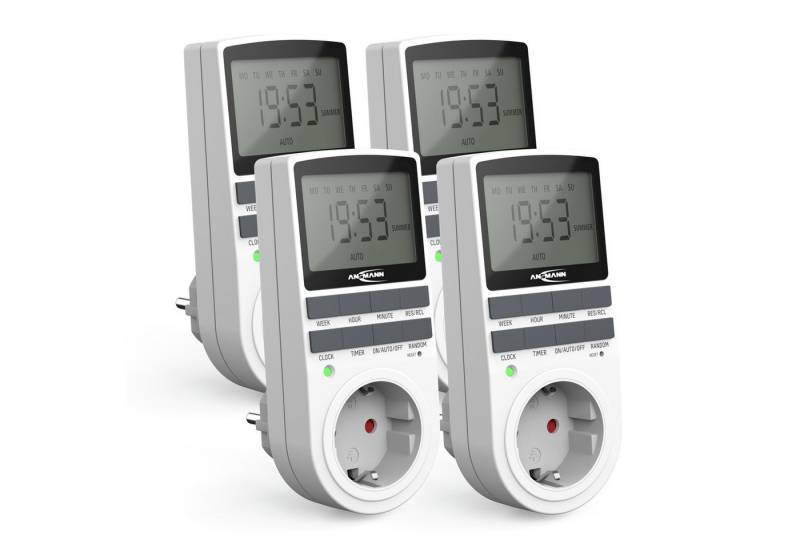 ANSMANN AG Zeitschaltuhr 4x digitale Wochenzeitschaltuhr, LCD-Display 3680W, 10 Schaltzeiteiten von ANSMANN AG