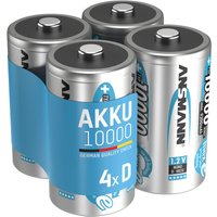 Ansmann - Akku d 10000mAh Mono NiMH 1,2V – 1000x wiederaufladbar (4 Stück) von Ansmann