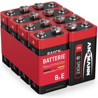 ANSMANN Rauchmelder Alkaline Batterie 9V E-Block, 8 Stück von Ansmann