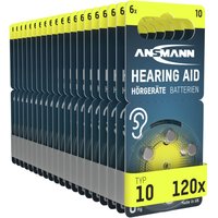 Hörgerätebatterien 10 gelb PR70,120 Stück - Ansmann von Ansmann