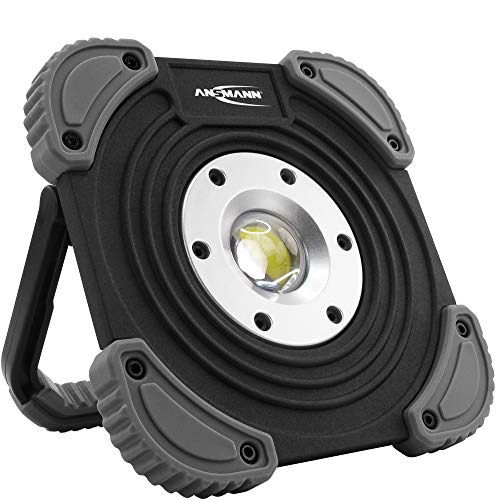 ANSMANN LED Baustrahler mit Akku 1400 Lumen & 10W - aufladbare Arbeitsleuchte flexibel & dimmbar IP64 - robuster LED Strahler für Baustelle, Werkstatt & Garage - LED Arbeitsscheinwerfer Arbeitslampe von Ansmann