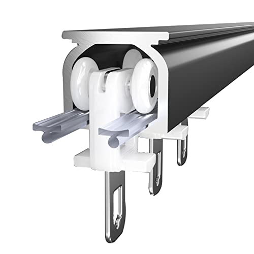 ANSNOW 3Ft-16,4Ft Deckenschiene Für Vorhänge, Maximale Tragfähigkeit Bis Zu 30 Kg, Genügend Rollen, Leises Gleiten Der Vorhangschiene, Geeignet Für Wohnzimmer, Schlafzimmer, Büro/Schwarz/1,0 M (3,3 ANSNOW 3Ft-16,4Ft Deckenschiene Für Vorhänge, Maximale Tragfähigkeit Bis Zu 30 Kg, Genügend Rollen, Leises Gleiten Der Vorhangschiene, Geeignet Für Wohnzimmer, Schlafzimmer, Büro/Schwarz/1,0 M (3,3 von ANSNOW