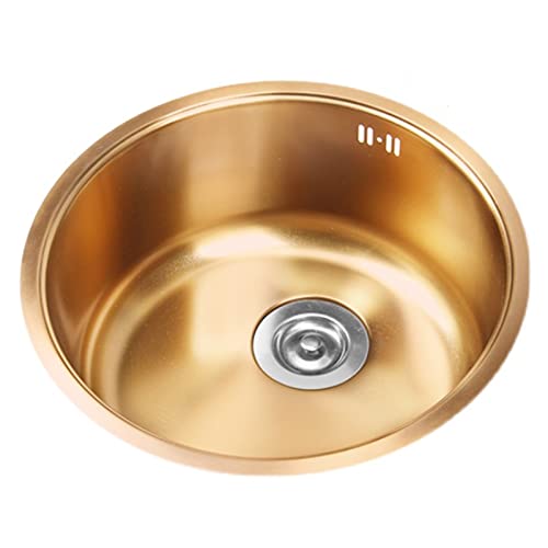 ANSNOW Küchenspüle Nano Gold 304 Edelstahl Runde Spüle Mini-Spüle Küche Unterbauspüle Spülbecken-Paket/Gold U/44 * 44 * 20Cm von ANSNOW