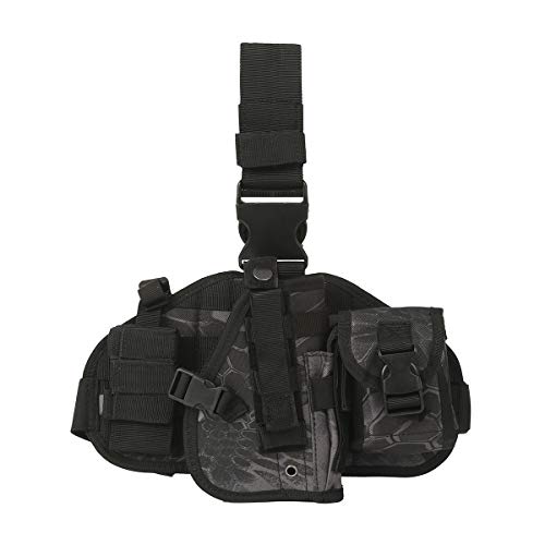 ANSNOW Waffenholster, Beinholster, Taktischer Oberschenkel-Pistole, Militär-Airsoft-Halter, Rechtshändig Verstellbar/Camouflage Schwarz/L von ANSNOW