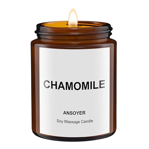 ANSOYER Massagekerze,128 ml, Kerze für Entspannung, natürliche Rohstoffe, Kokosöl, Sojaöl, feuchtigkeitsspendend, nährend (Kamille) von ANSOYER