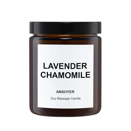 ANSOYER Massagekerze 200g I Kerze Entspannung I aus Kokosnussöl + Sojaöl I Massagekerzen | Massagekerze | feuchtigkeitsspendend und nährend für zu Hause SPA (Kamille Lavendel) von ANSOYER