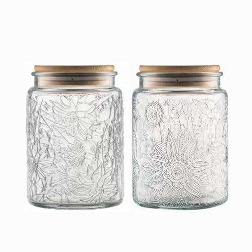 ANSQU Vintage-Glasbehälter, 700ml luftdichter Vorratsbehälter mit Bambus-Holzdeckel für Küchentheke, Speisekammer, Kaffee, Tee, Zucker Gänseblümchen&Sonnenblume ANSQU Vintage-Glasbehälter, 700ml luftdichter Vorratsbehälter mit Bambus-Holzdeckel für Küchentheke, Speisekammer, Kaffee, Tee, Zucker Gänseblümchen&Sonnenblume von ANSQU