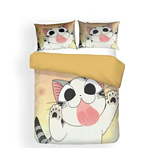 ANSSON Chi's Sweet Home Kinder Bettwäsche Anime Bettbezüge und 2 Kissenbezug,Katze Muster Bettwäsche-Sets fur Junge und Mädchen Geschenke (135x200cm+80x80cmx2, Chi5) von ANSSON