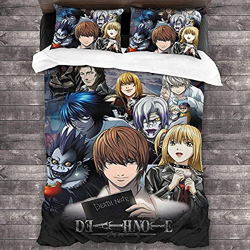 ANSSON Death Note Ryuk Ryuuku Kinder Bettwäsche Yagami Light Fanartikel Bettbezüge und 2 Kissenbezug Anime L.Lawliet Bettwäsche-Sets (135x200cm+80x80cmx2, Yagami1) von ANSSON