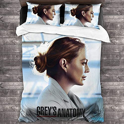 ANSSON Grey's Anatomy Bettbezug Kinder Bettwäsche Set,Meredith Grey Bettdecken Bezug & Kissenbezug Atmungsaktiv Mikrofaser Bettwaren-Sets (Single 135x200, Grey1) von ANSSON