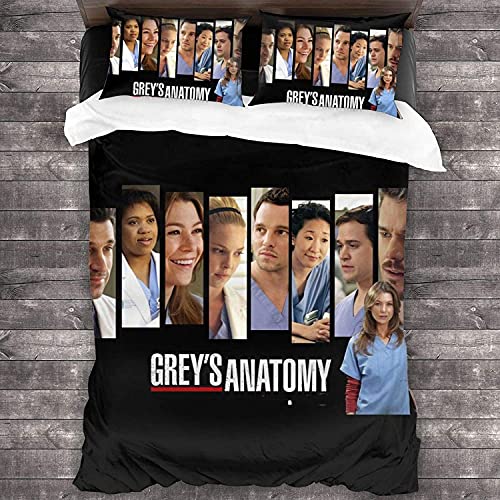 ANSSON Grey's Anatomy Bettbezug Kinder Bettwäsche Set,Meredith Grey Bettdecken Bezug & Kissenbezug Atmungsaktiv Mikrofaser Bettwaren-Sets (Single 135x200, Grey5) von ANSSON