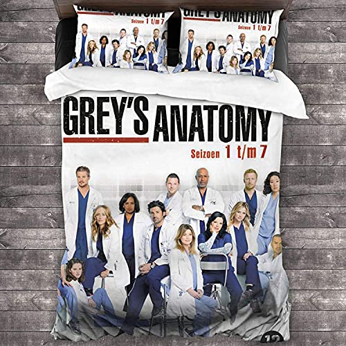 ANSSON Grey's Anatomy Bettbezug Kinder Bettwäsche Set,Meredith Grey Bettdecken Bezug & Kissenbezug Atmungsaktiv Mikrofaser Bettwaren-Sets (Single 135x200, Grey7) von ANSSON