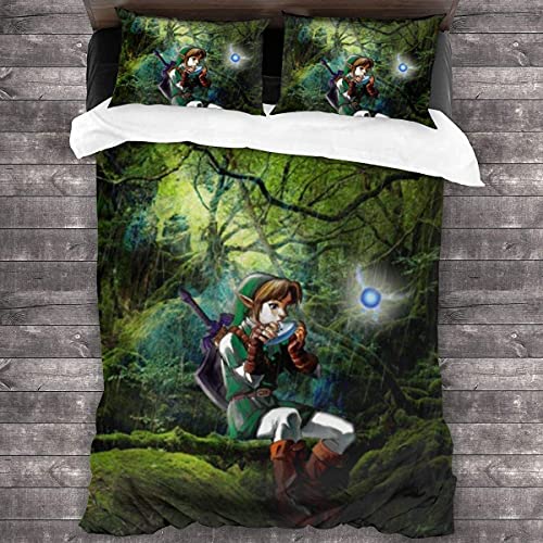 ANSSON Kinder Bettwäsche 135x200cm The Legend of Zelda Bettbezug + 2 Kissenbezug 80x80,Spielfans Mikrofaser Bettwäsche-Sets Fanartikel,Atmungsaktiv (135x200cm, Zelda5) von ANSSON