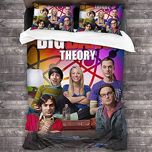 ANSSON The Big Bang Theory Bettwäsche 135x200cm Set + 2 Kissenbezug Sheldon Leonard Bettbezug Mikrofaser Bettdecken Bezug für Erwachsene (135x200cm+80x80cmx2, Sheldon4) von ANSSON