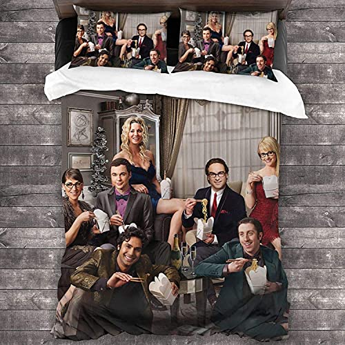 ANSSON The Big Bang Theory Bettwäsche 135x200cm Set + 2 Kissenbezug Sheldon Leonard Bettbezug Mikrofaser Bettdecken Bezug für Erwachsene (135x200cm+80x80cmx2, Sitcom5) von ANSSON