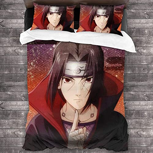 ANSSON Uchiha Itachi Kinder Bettwäsche 155x220cm,Mangekyo Sharingan Mikrofaser Bettwäsche,mit Reißverschluss Bettbezug + 2 Kissenbezug (155x220cm+80x80cmx2, Itachi3) von ANSSON