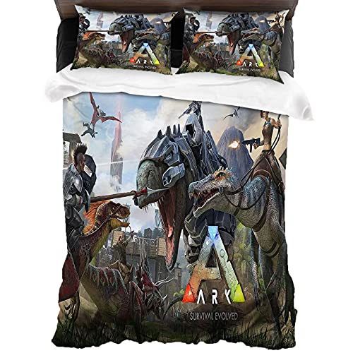 ANSSON ARK:Survival Evolved Kinder Bettwäsche 135x200cm,Dragon Weiche Bettbezug + 2 Kissenbezug 80x80,ARK Mikrofaser Bettwäsche-Sets (Single 135x200, ARK2) von ANSSON