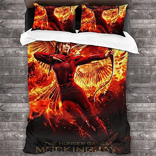 ANSSON Die Tribute von Panem Bettwäsche-Sets,The Hunger Games Kinder Bettwäsche 135x200,Katniss und Mockingjay Bettbezug Kissenbezug (135x200cm+80x80cmx2, Katniss1) von ANSSON