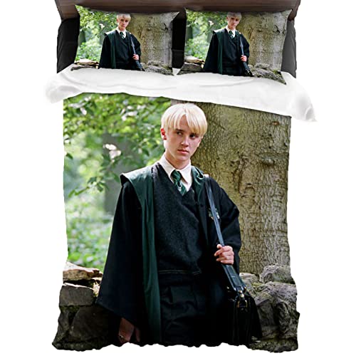 Draco Malfoy Kinder Bettwäsche 135x200cm,Harry Weiche Bettbezug + 2 Kissenbezug 80x80,Potter Mikrofaser Bettwäsche-Sets (135x200cm+50x75cmx2, Draco1) von ANSSON