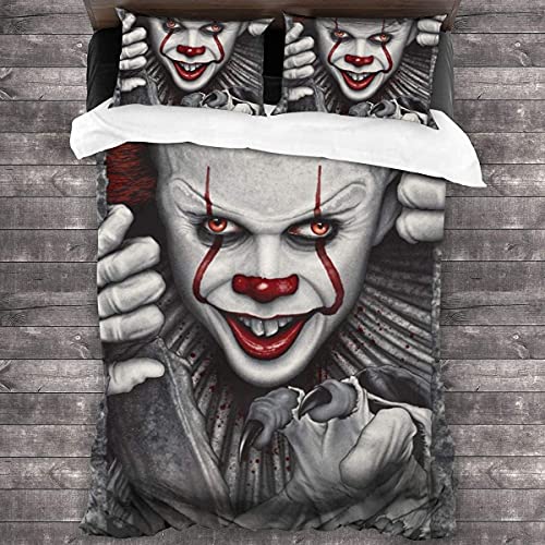 ANSSON Es/It Bettwäsche Pennywise Mikrofaser Bettbezug Mit Reißverschluss Bettdecken Bezug & Kissenbezug The Joker Bettwäsche-Sets (135x200cm+80x80cmx2, It4) von ANSSON