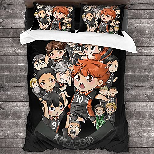 ANSSON Haikyuu Kinder Bettwäsche Anime Mikrofaser Bettbezug Mit Reißverschluss,Karasuno High School Fanartikel Bettwäsche-Sets Kissenbezug (135x200cm, Haikyuu6) von ANSSON