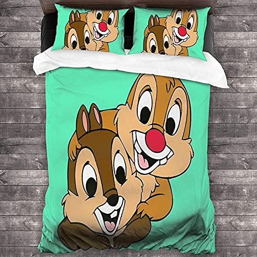 Kinder Bettwäsche Chip and Dale Bettbezug Karikatur Bettdecken Bezug & Kissenbezug 80x80cm Schlafzimmer dekorative Bettwäsche-Sets (Single 135x200, Dale6) von ANSSON