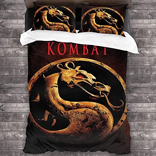 ANSSON Mortal Kombat Kinder Bettwäsche Scorpion Spielfan Bettbezüge und 2 Kissenbezug,Schlafzimmer dekorative Bettwäsche-Sets Pflegeleicht (135x200cm+80x80cmx2, Mortal2) von ANSSON