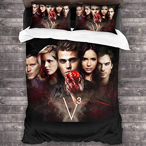 ANSSON The Vampire Diaries Bettwäsche-Sets,Damon Salvatore Kinder Bettbezüg und 2 Kissenbezug,Schlafzimmer dekorative Bettwäsche Hypoallergen (Single 135x200, Damon1) von ANSSON