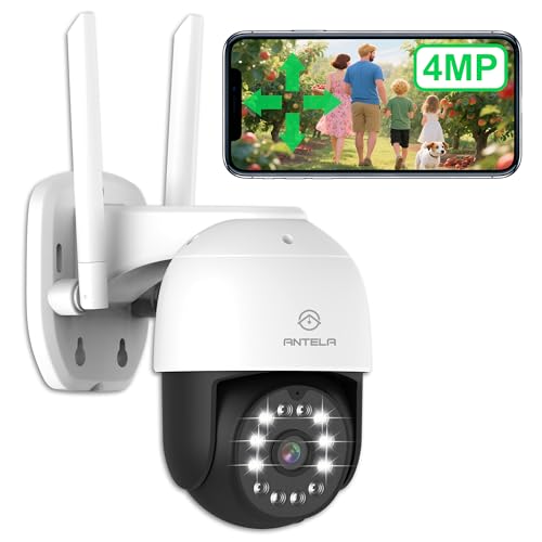 ANTELA 4 MP/2,5 K externe WLAN-Kamera, Nachtsicht in Farbe/IR/Smart 50 m mit Projektor, Bewegungserkennung, 360°PTZ mit 24/7-Aufnahme, IP65, 2,4 GHz ANTELA 4 MP/2,5 K externe WLAN-Kamera, Nachtsicht in Farbe/IR/Smart 50 m mit Projektor, Bewegungserkennung, 360°PTZ mit 24/7-Aufnahme, IP65, 2,4 GHz von ANTELA
