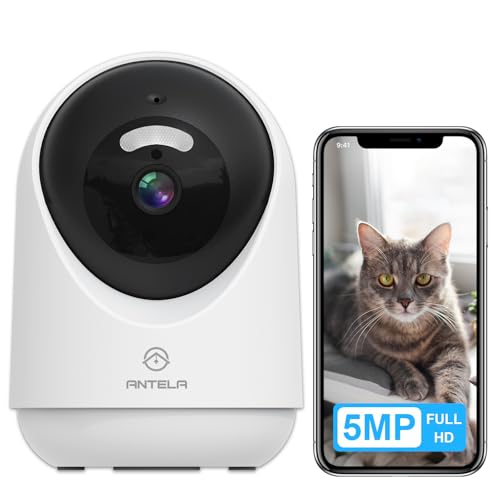 ANTELA 5MP Überwachungskamera Innen 2,4GHz/5GHz WLAN Kamera, 2-Wege-Audio, 355°/180° Schwenkbare, IR-Nachtsicht zu 10m, Kompatibel mit Alexa and Google Home ANTELA 5MP Überwachungskamera Innen 2,4GHz/5GHz WLAN Kamera, 2-Wege-Audio, 355°/180° Schwenkbare, IR-Nachtsicht zu 10m, Kompatibel mit Alexa and Google Home von ANTELA