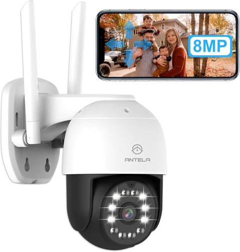 ANTELA 8 MP externe WLAN-Kamera, Nachtsicht in Farbe/IR/Smart 50 m mit Projektor, Bewegungserkennung, 360°PTZ mit 24/7-Aufnahme, IP65, 2,4 GHz ANTELA 8 MP externe WLAN-Kamera, Nachtsicht in Farbe/IR/Smart 50 m mit Projektor, Bewegungserkennung, 360°PTZ mit 24/7-Aufnahme, IP65, 2,4 GHz von ANTELA