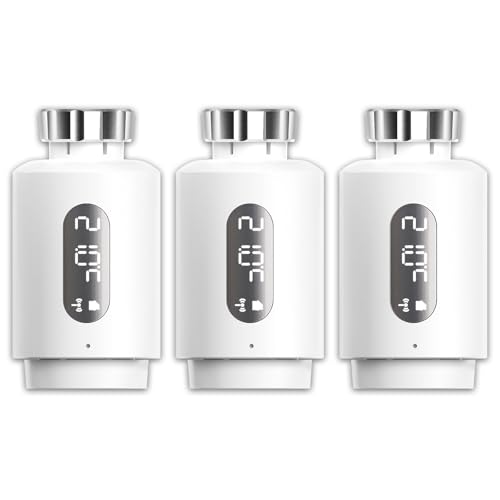 ANTELA Smart Heizkörperthermostat, Programmierbarer Thermostatheizkörper Wifi, Smart Heizkörper Thermostat, Kompatibel mit Alexa, Smart Life/Tuya App, 2.4G, Weiß, 3 Stück von ANTELA